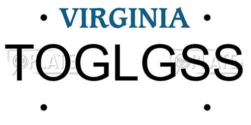 TOGLGSS Virginia License Plate