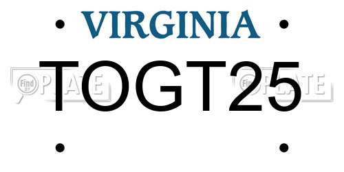 TOGT25 Virginia License Plate