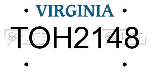 TOH2148 Virginia License Plate