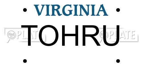 TOHRU Virginia License Plate
