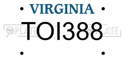 TOI388 Virginia License Plate