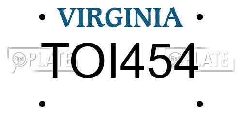 TOI454 Virginia License Plate