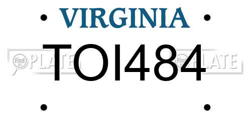 TOI484 Virginia License Plate