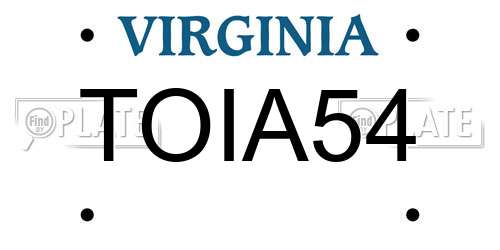 TOIA54 Virginia License Plate
