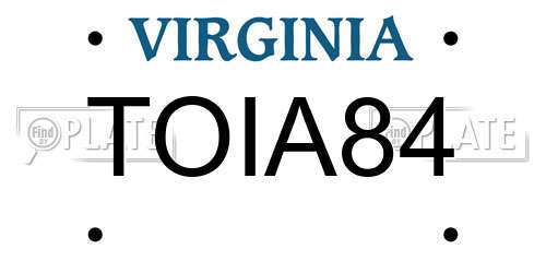 TOIA84 Virginia License Plate