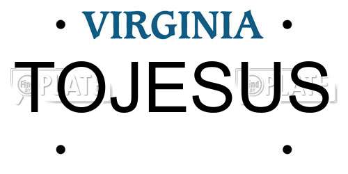 TOJESUS Virginia License Plate