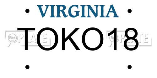 TOKO18 Virginia License Plate