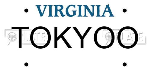TOKYOO Virginia License Plate
