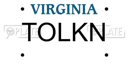 TOLKN Virginia License Plate