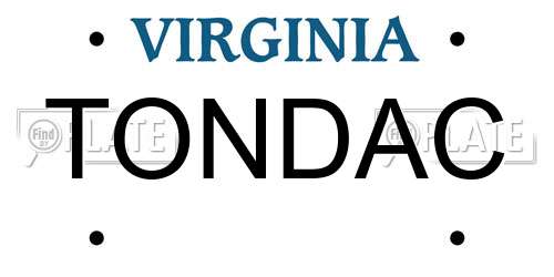 TONDAC Virginia License Plate