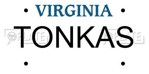TONKAS Virginia License Plate