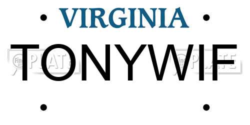 TONYWIF Virginia License Plate