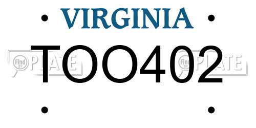TOO402 Virginia License Plate