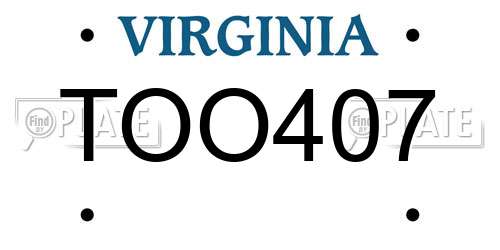 TOO407 Virginia License Plate
