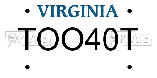 TOO40T Virginia License Plate