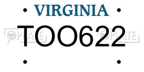 TOO622 Virginia License Plate