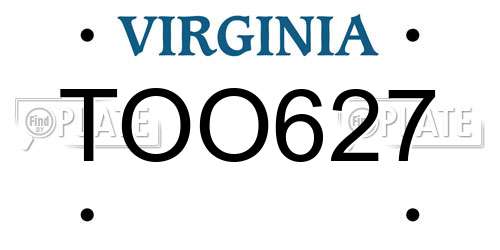TOO627 Virginia License Plate