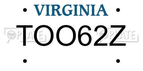 TOO62Z Virginia License Plate