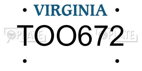 TOO672 Virginia License Plate