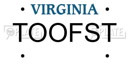 TOOFST Virginia License Plate