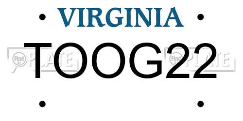 TOOG22 Virginia License Plate