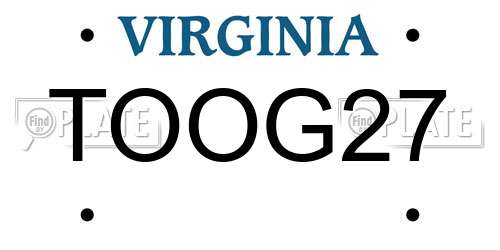 TOOG27 Virginia License Plate