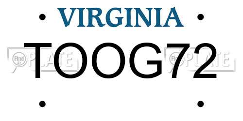 TOOG72 Virginia License Plate