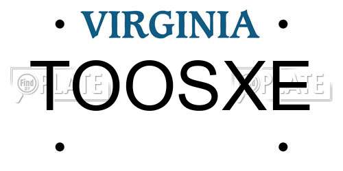 TOOSXE Virginia License Plate