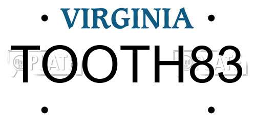 TOOTH83 Virginia License Plate