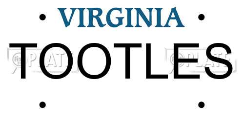 TOOTLES Virginia License Plate