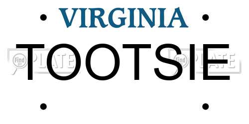 TOOTSIE Virginia License Plate