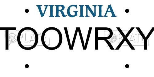 TOOWRXY Virginia License Plate