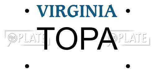 TOPA Virginia License Plate