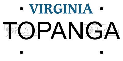 TOPANGA Virginia License Plate