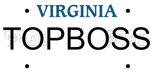 TOPBOSS Virginia License Plate