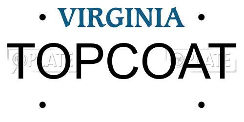 TOPCOAT Virginia License Plate