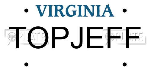 TOPJEFF Virginia License Plate