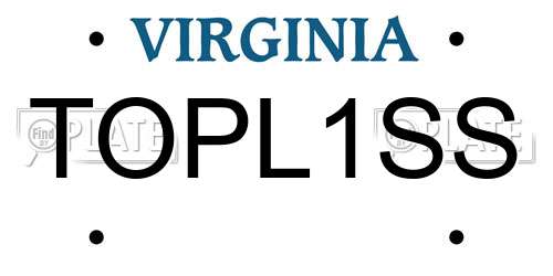 TOPL1SS Virginia License Plate