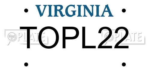 TOPL22 Virginia License Plate