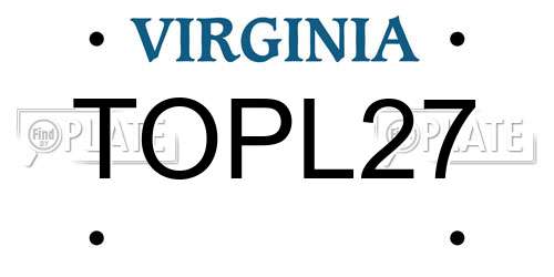 TOPL27 Virginia License Plate