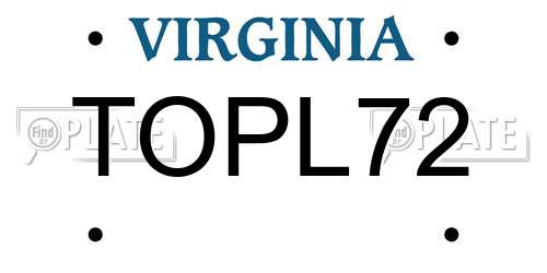 TOPL72 Virginia License Plate