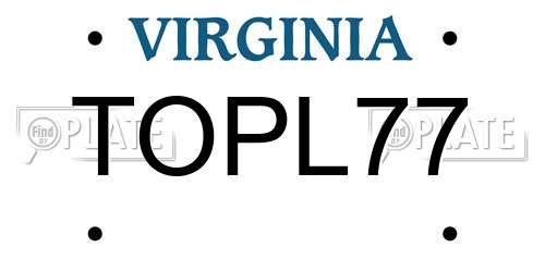 TOPL77 Virginia License Plate