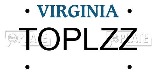 TOPLZZ Virginia License Plate