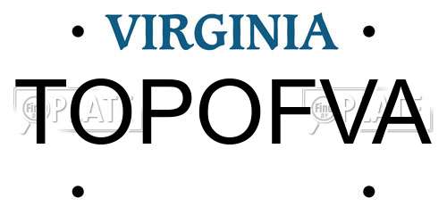 TOPOFVA Virginia License Plate