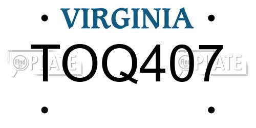 TOQ407 Virginia License Plate