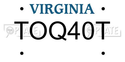 TOQ40T Virginia License Plate