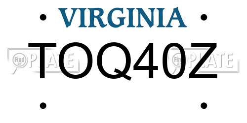 TOQ40Z Virginia License Plate