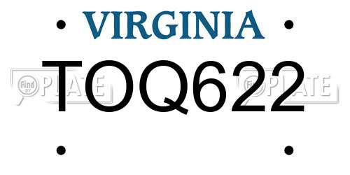 TOQ622 Virginia License Plate