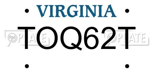 TOQ62T Virginia License Plate
