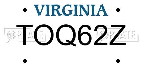 TOQ62Z Virginia License Plate